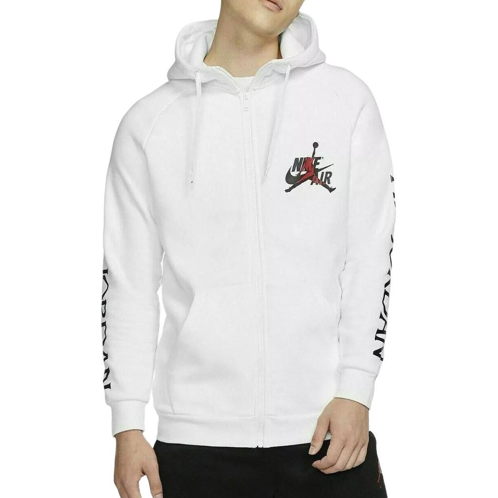 Jordan Logo Print Zip-Up Hoodie Jacke Herren Oberbekleidung Weiß DH9507-100
