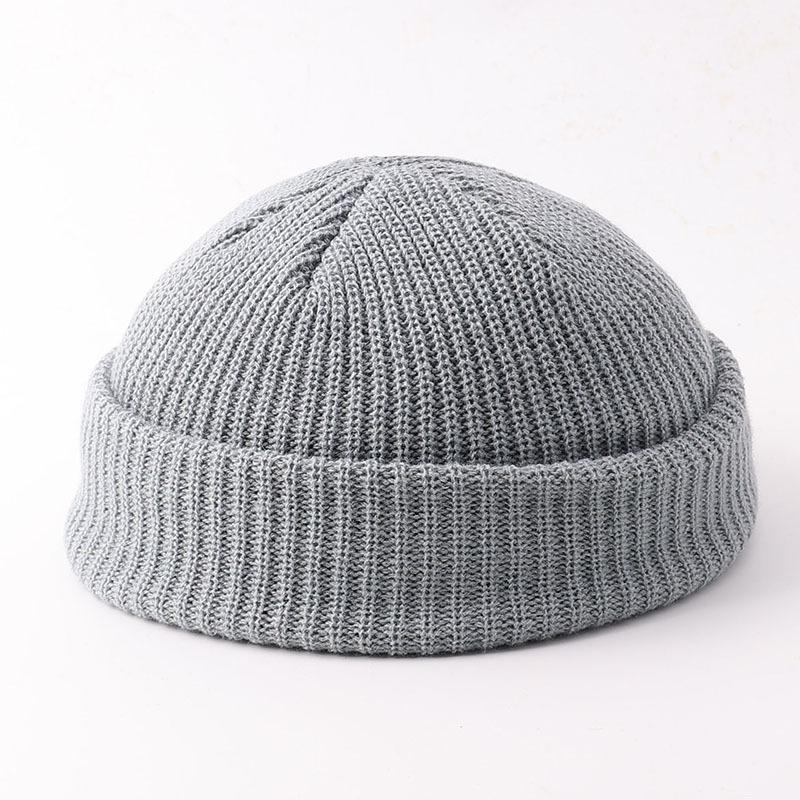 Melon Hat Men's and Women's Trend Autumn and Winter Wool Hat Student Fashion Flanged Yuppie Cold Hat Women's Brimless Knitting