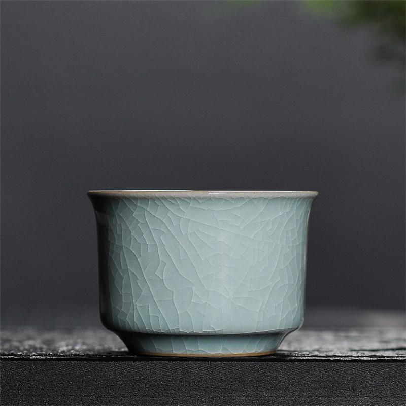 Longquan Celadon Office Teacup Ceramic Ge Kiln Ice Cracked Glaze Kung Fu Master Cup Small Tea Bowl Drinkware