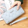 Fashion PU Leather Long Wallet Zipper Large Capacity Coin Purse Embroidery Wristlet Handbag Women
