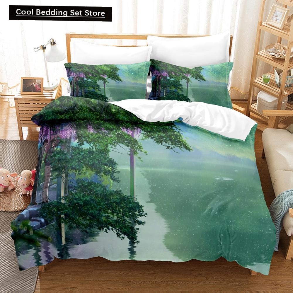 3D Druck Japan Film The Garden of Words Bettwäschesets Bettbezug-Set mit Kissenbezug Twin Full Queen King Bettwäsche Bettwäsche