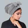 Women's Hijab Solid Color Muslim Turban Bonnet Flower Decor Ramadan Head Wrap Scarf Indian Hat