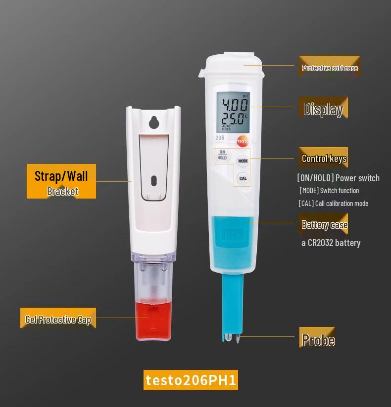 Testo 206 pH Meter: High-Precision Tester for Liquid & Semi-Solid Substances (PH1/PH2/PH3)