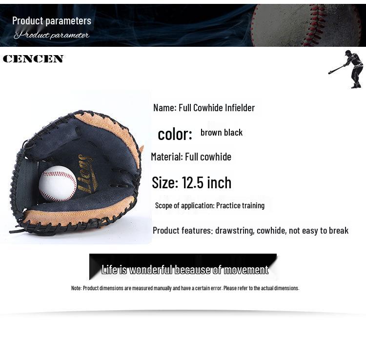 Professional Adult Full Cowhide Baseball Glove for Catchers, Infielders, and Pitchers