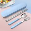 Stainless Steel Portable Cutlery Set Outdoor Camping Fork Spoon And Chopsticks Three-Piece Set