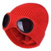 Knitted Hat Glasses Decor Stretchy Soft Plush Lining Casual Ears Protection Solid Color Autumn Winter Women Men Skull Beanie Cap Streetwear