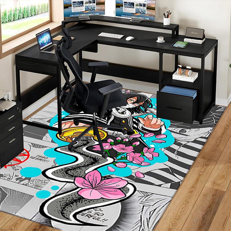 1pc Anime Cartoon Design Snake and Flowers Chair Mat - Office Desk Pad with Anti-Slip Carpet for Home Decor, Suitable for All Seasons.U087
