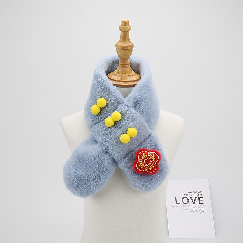 Children's Plush Winter Scarf - Cartoon Style Neck Warmer for Toddler Boys & Girls, Christmas Windproof Gaiter