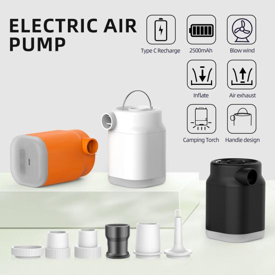 Outdoor Mini Air Pump with LED Inflatables Swimming Ring Pool Portable USB Rechargeable Float Air
