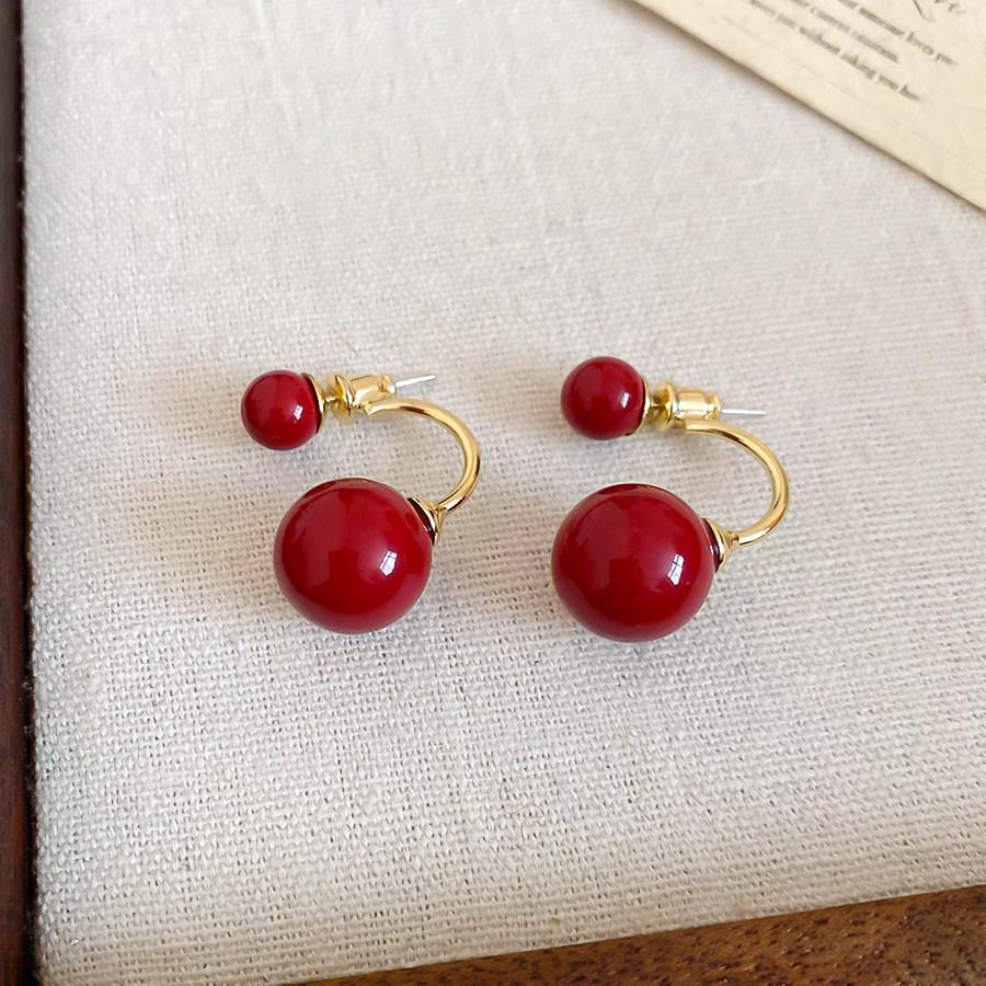 14k Gold-Plated Round Resin C-Shaped Silver Stud Earrings - Elegant & Versatile