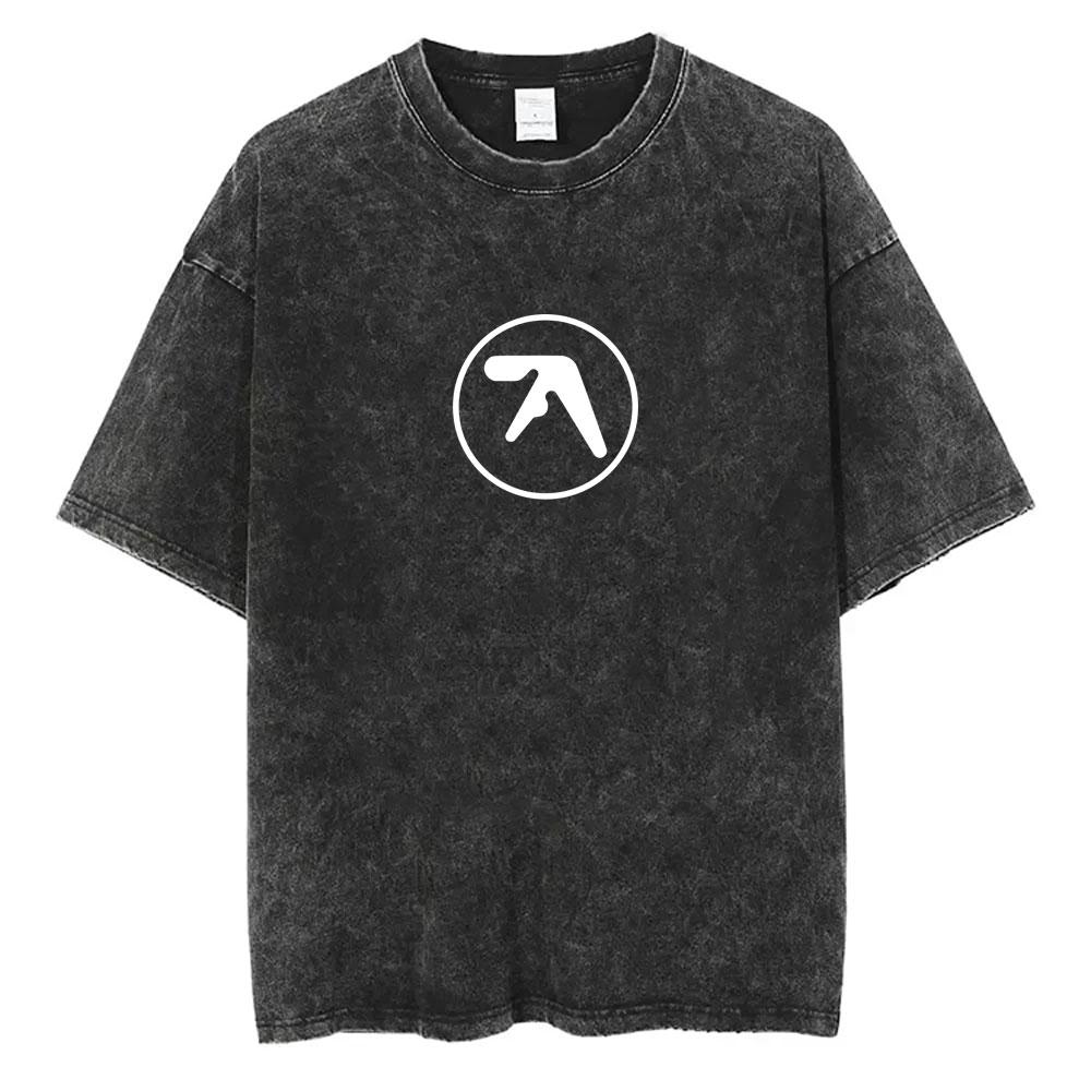 

Washed Retro Aphex Twin Tour Tshirt Men Women Casual Cotton Retro Vintage T Shirts Mens Fashion Oversized Tops Streetwear S
