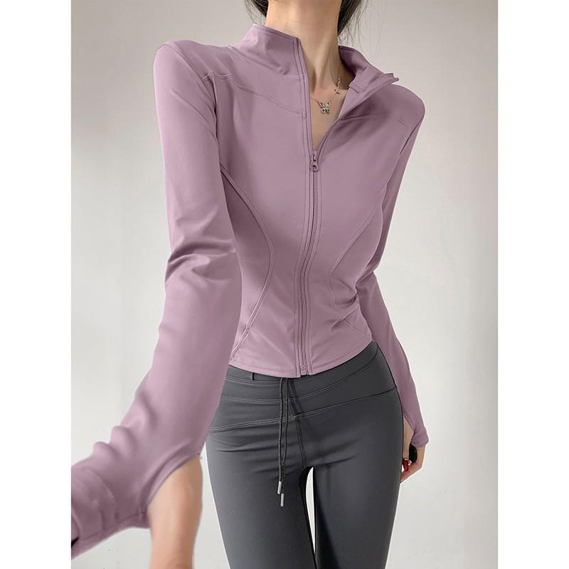 Sunscreen Clothing Yoga Clothing Skinny T-Shirt Sports Long Sleeve Running Training Pilates Stand-Up Neck Zipper Fitness Clothing Jacket