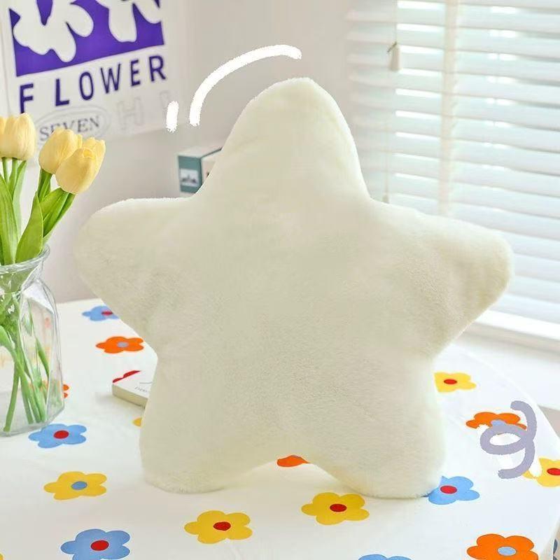 Nordic Star Plush Throw Pillow - Cute Cream Five-Pointed Star Sleep Cushion Toy, Large Size