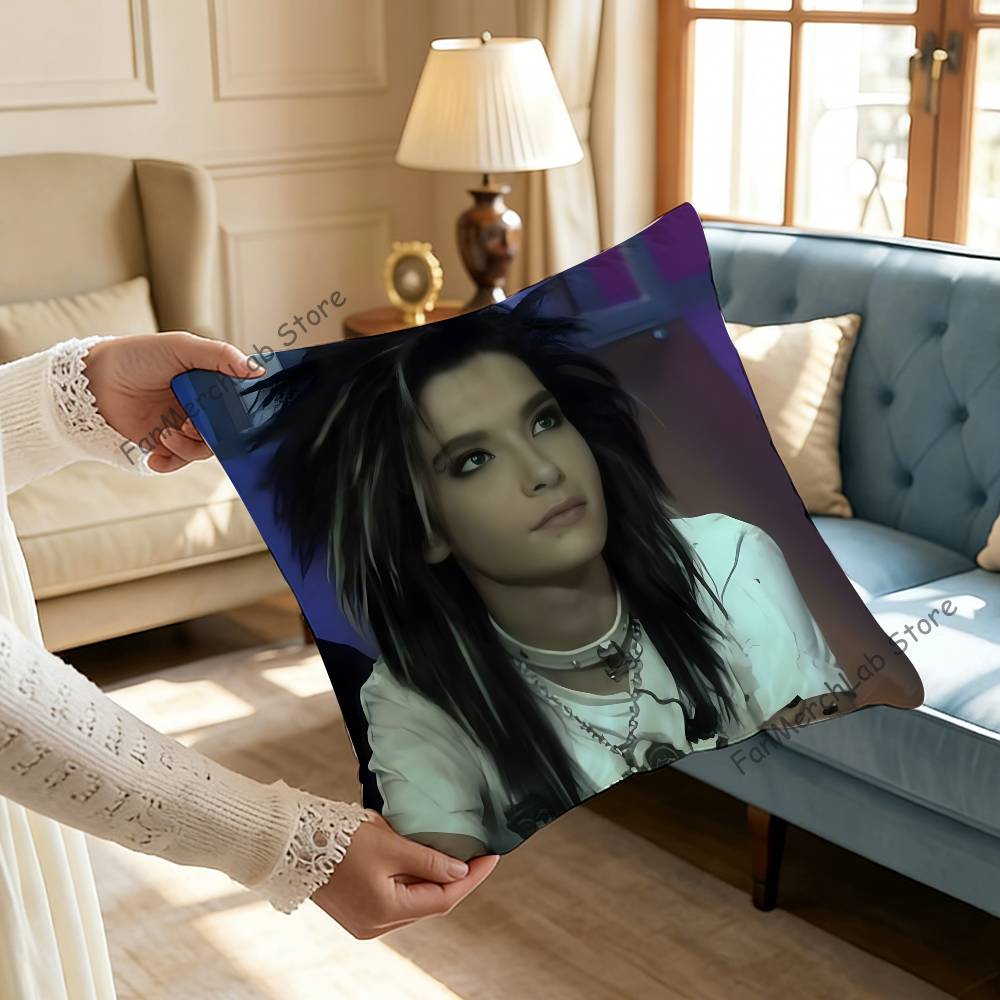 Singer TTom Kaulitz Anime Pillow Case Antidustmite Pillowcase Invisible zipper silky short plush Sofa cushion cover
