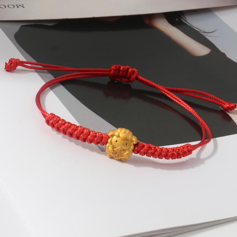 Handmade Red Braided Rope Bracelet With Gold Goat Charm Adjustable Size Perfect For Zodiac Year Gift Daily Wear Lucky Accessory