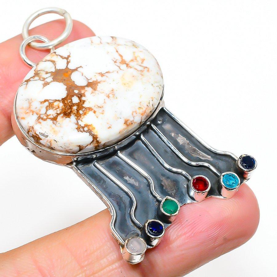 

Natural Wild Horse, Garnet Gemstone 925 Sterling Silver Pendant 2.48 N5k91