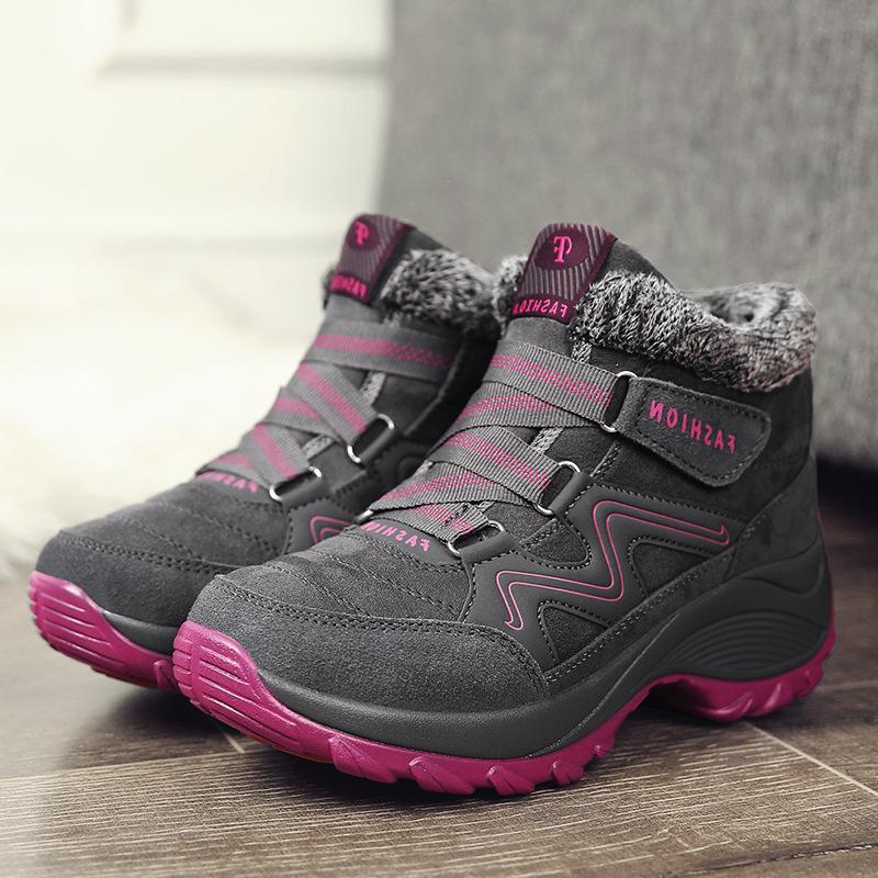 Schneestiefel, gepolstert, warm, Damenschuhe, mittelgroß, dicker Boden, Outdoor-Baumwollschuhe, Speedway, große Freizeitschuhe, weiblich