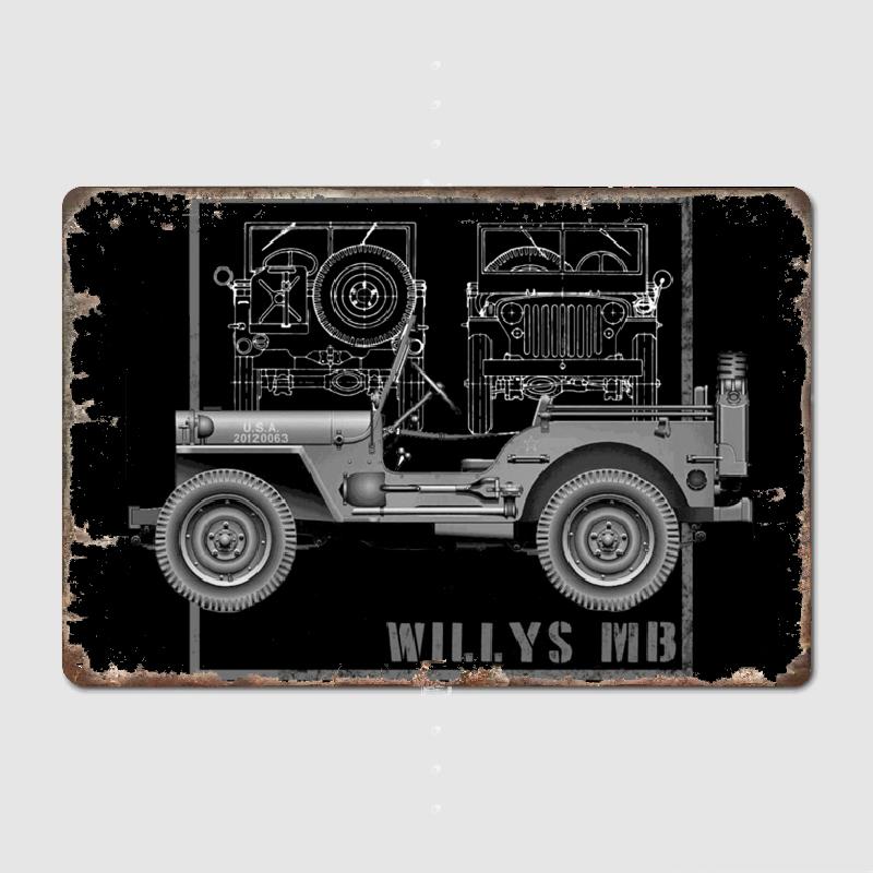 

Jeep Willys MB Vintage Off Road Classic Vehicle Metal Tin Sign Truck Indoor and Outdoor Home Bar Coffee Kitchen Wall Decoration 20x30cm（7.8x11.8inch）