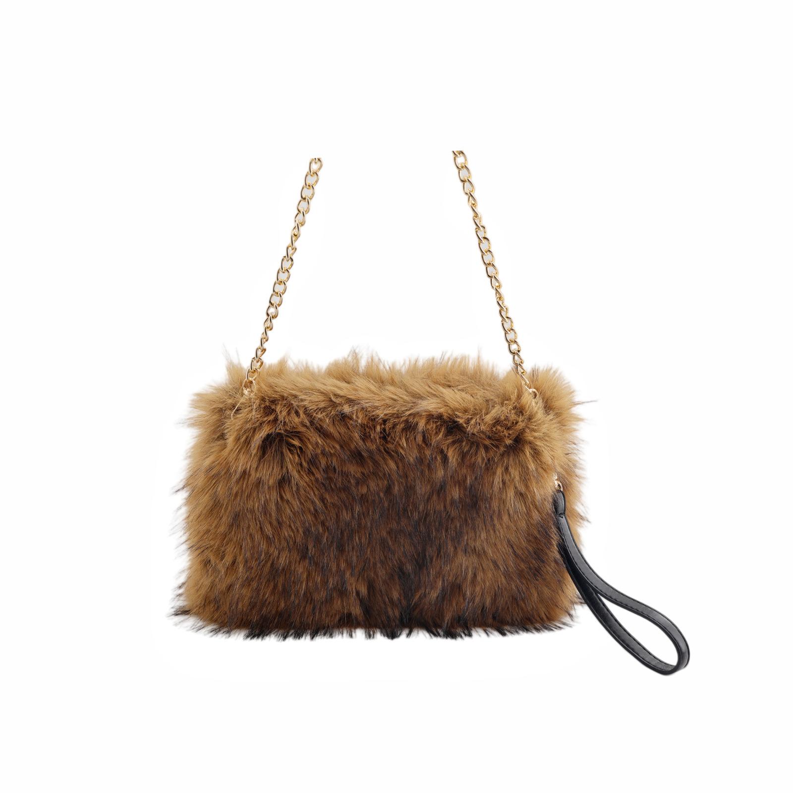 

Fluffy Faux Fur Bags for Women Shoulder Bag Winter Soft Plush Handbag Ladies Clutch Pouch Chains Crossbody Bag Shopper Tote 32x21x7CM