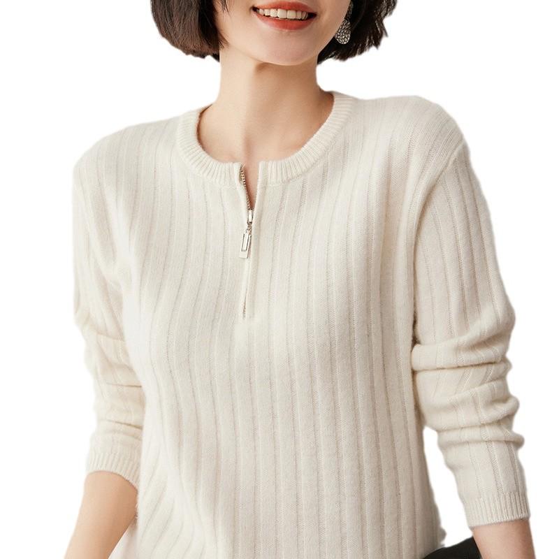 Women's Autumn/Winter 2024 Loose Cashmere Half-Zip Sweater