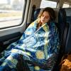 Oil Painting Nap Blanket, Soft Warmth Double-Sided Flannel, Digital Print Shrink-Resistant Machine Washable Office Travel Throw Blanket