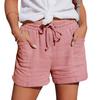 Women's Summer Shorts Drawstring Elastic Waist Cotton Linen Shorts Casual High Waisted Beach