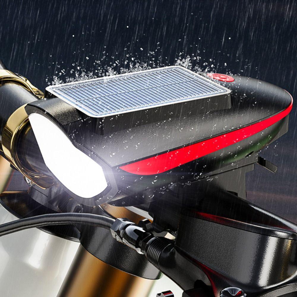 Waterproof Solar Bicycle Light 3 Modes LED Bike Front Lamp Portable Night Riding Lamp Camping