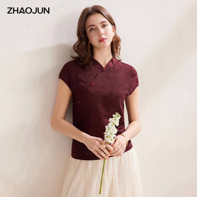 Zhaojun Women s New Chinese Style Jacquard Knit Short-Sleeve Top 2XL