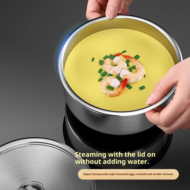 Stainless Steel Steamed Egg Bowl Ramen Rice Fruit Salad Stew Bowls With Lids Soup Cup Food Container Kitchen Tableware Supplies