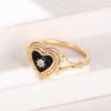Fashion Gold Dark Ring, Epoxy Heart-Shaped Light Luxury Ring, Gothic Women'S Ring