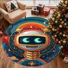 Cosmic Bot Crew Pattern Round Rug, Indoor/Outdoor Mat, for Picnic, Gameroom, Bedroom, Office, Living Room, Home Decor Carpet, Birthday Gift