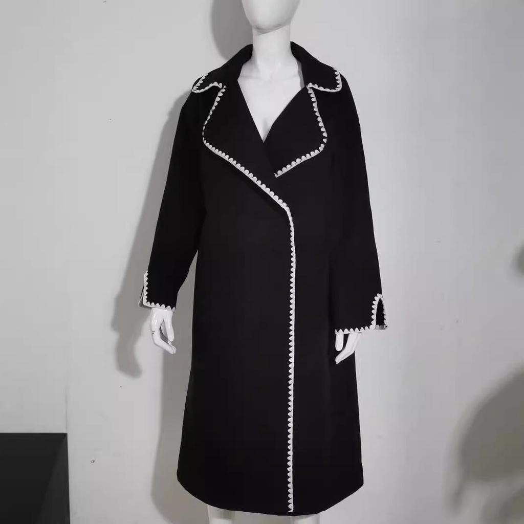 European Women's Double-Sided Wool Long Coat - Autumn/Winter Collection