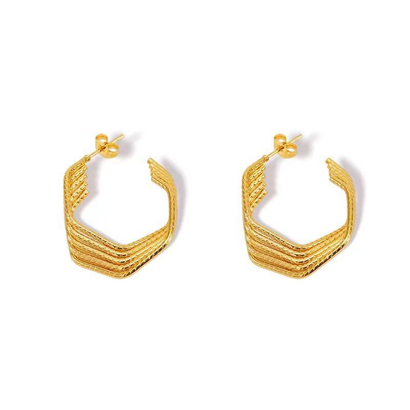 Simple stainless steel twist geometric stud earrings women's high sense geometric temperament versatile earrings