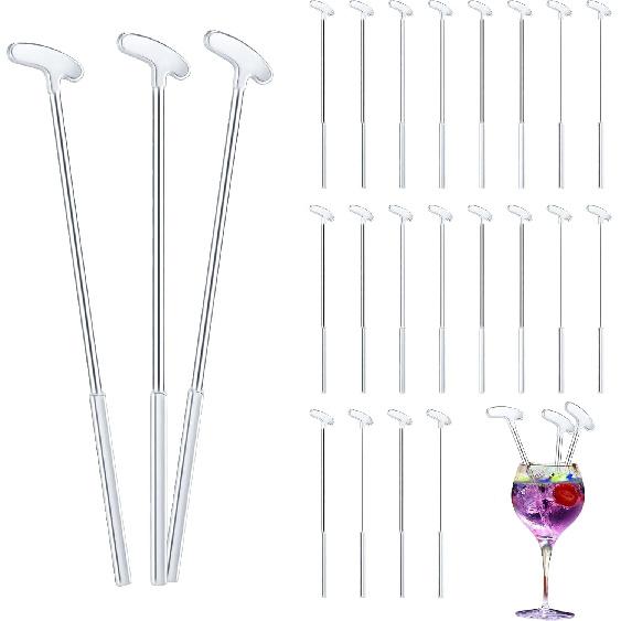 30 Pcs Golf Putter Swizzle Stir Sticks Coffee and Cocktail Stirrers 7.48 Inch Drink Plastic Golf Club Cocktail Swizzle Sticks Party Decorations 30 серебряный