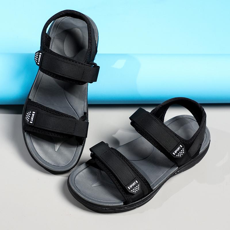 Non-Slip Men's Sandals for Summer New Wear-Resistant Breathable Simple Men's Business Beach Shoes Women Black