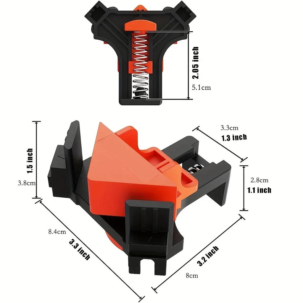 4Pcs Adjustable Corner Clamps – Right Angle Woodworking Fixing Clips for Cabinet Assembly, Drilling & Furniture Joinery