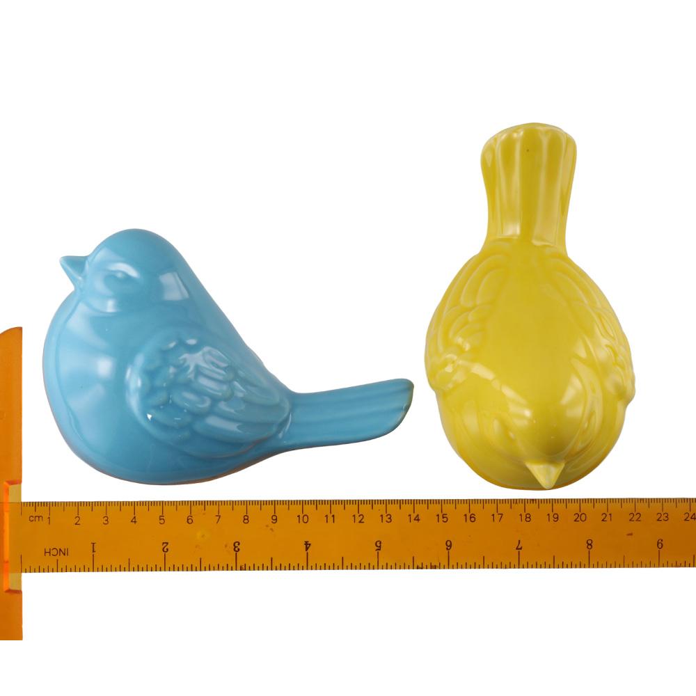 1/2pcs Ceramic Porcelain Bird Figurine Statue Yellow/Blue Home Decor Bird Ornaments  Living Room