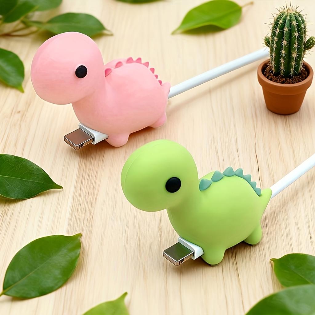 Cartoon Rosa und Grün Kleiner Dinosaurier Apfel Datenkabel Anschluss Schutz, Anti-Bruch Ladekabel Schutz