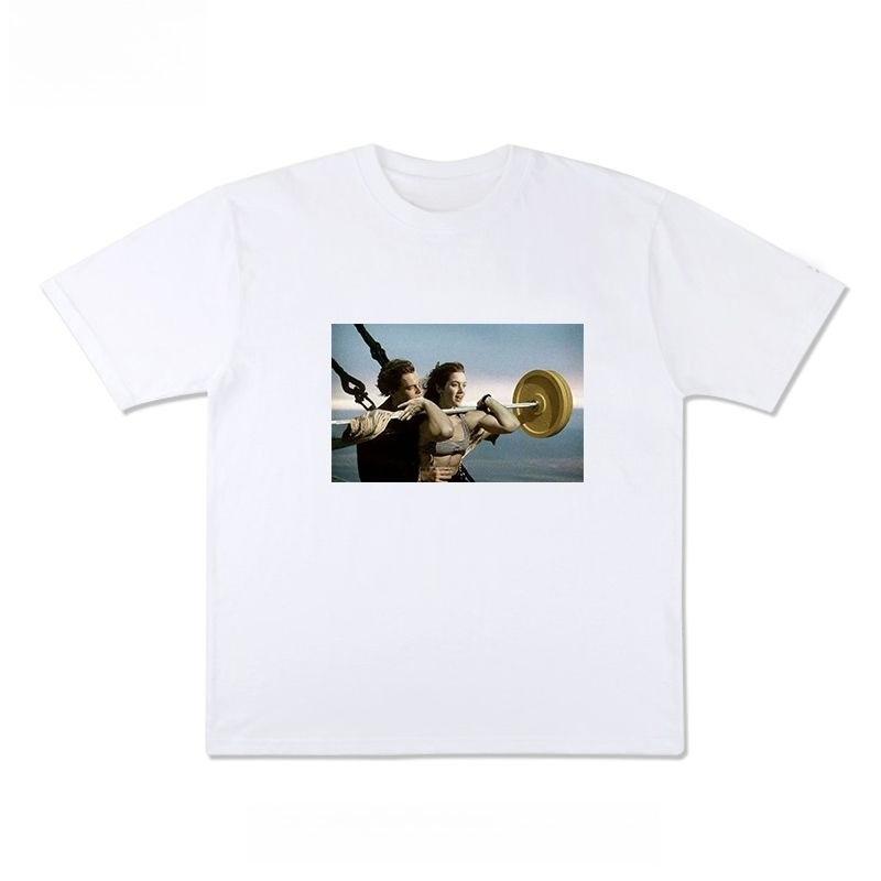 

2025 Autumn and Winter Heavy Pure Cotton Trendy Brand Spoof Funny Printing T-shirt Men s and Women s Loose and Versatile T-shirt S