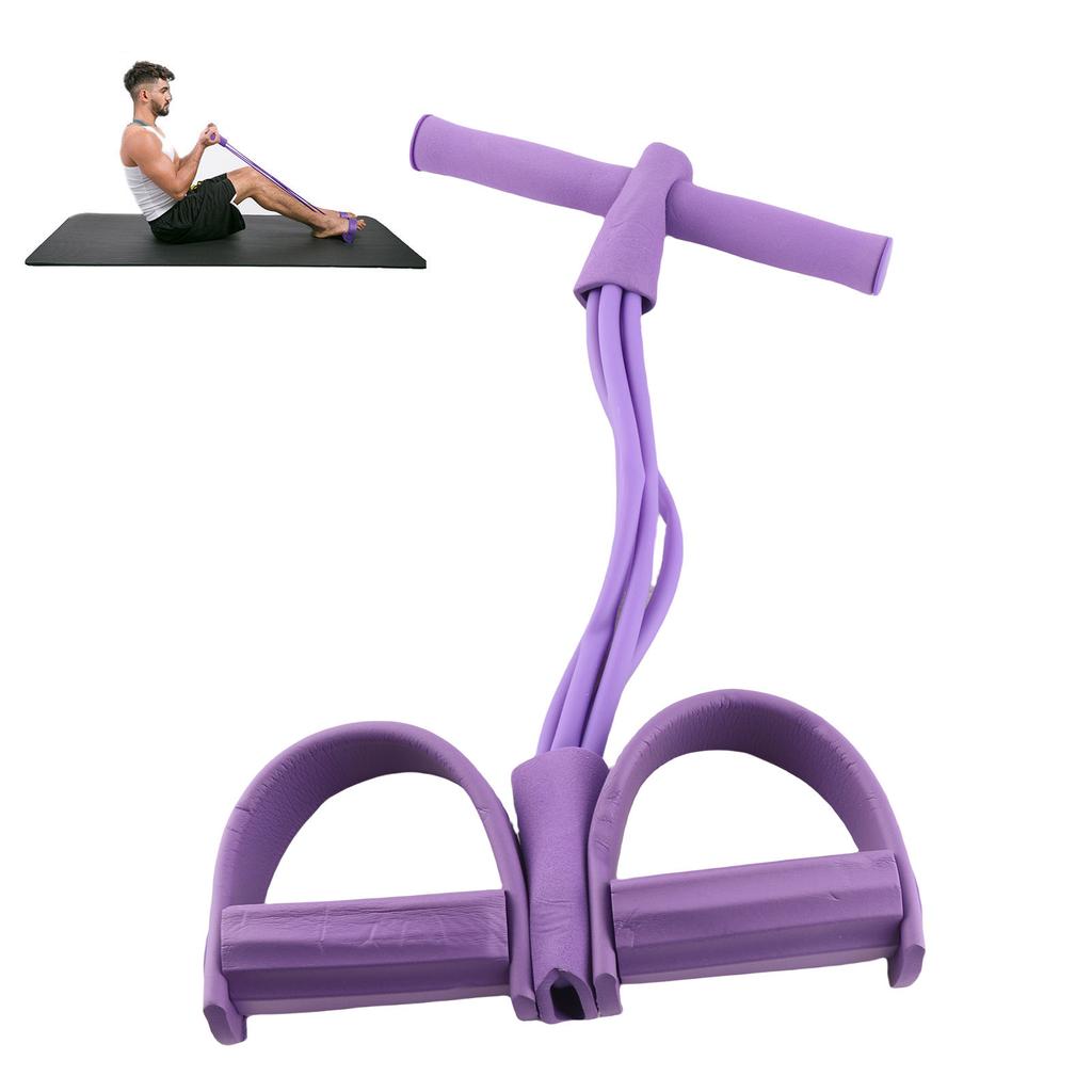 4 Tube Elastic Pull Rope Sit Up Training Pedal Resistance Band   Stretching Fitness Equipment