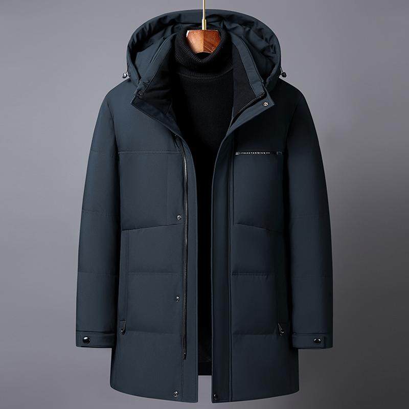 Winter Puffer Jacket Men New Plus Size Middle Aged Men's Feather Coats Hooded Thick Warm 90% White Duck Down Parkas