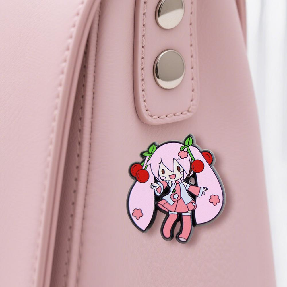 Cherry Blossom Virtual Singer Enamel Pin – Pigtail Girl Badge and Otaku Fan Gift