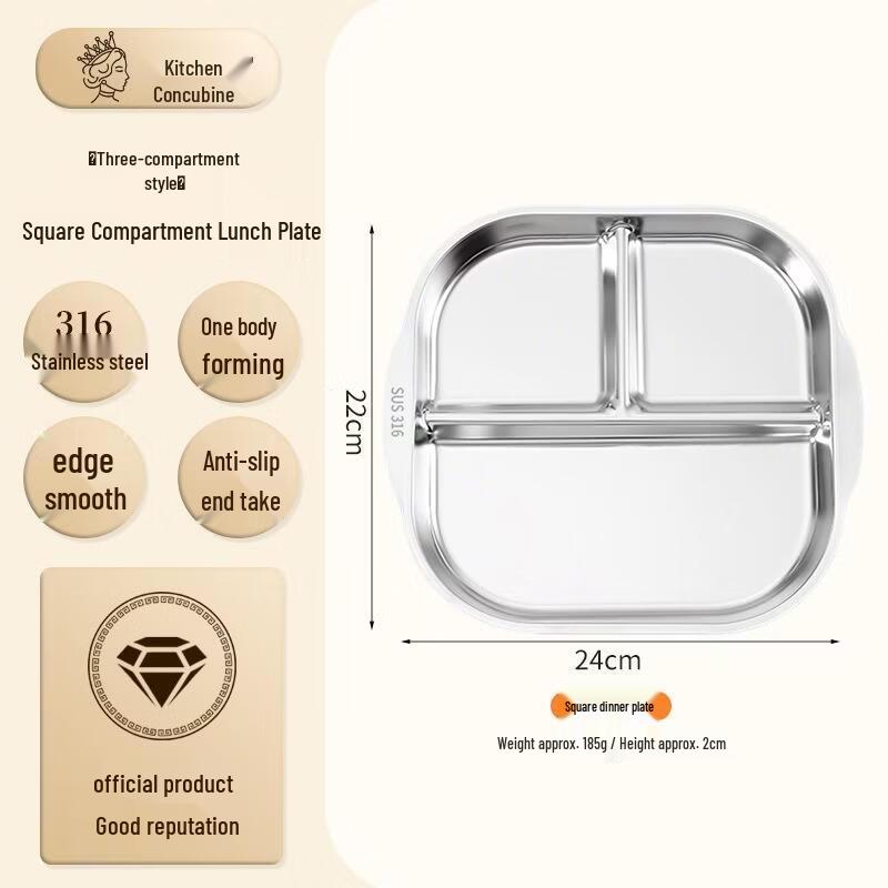 JingJingRS 316 Stainless Steel Divided Children s Plate