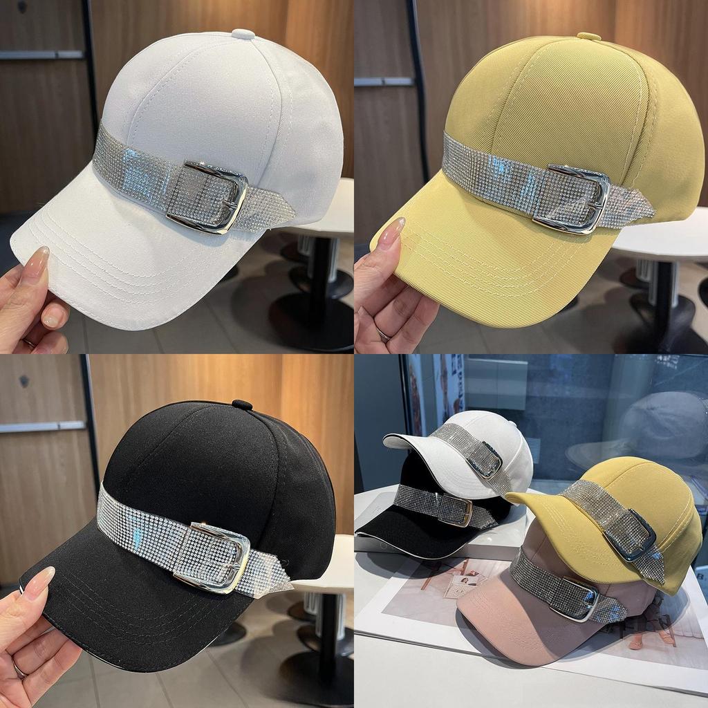 Casual Baseball Cap With Rhinestone Embellishments And Sun Protection For Spring Summer Wear