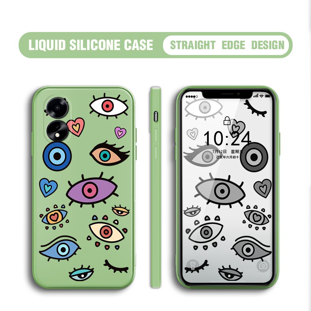 For OPPO A60 A18 A38 A52 A53 A96 A76 A36 A78 A98 Realme C30 C31 C33 C35 C55 C65 C67 Creative Eyes Design Soft Full Lens Protect Phone Case