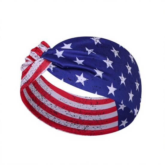 Headband Soft Cloth Independence Day Headband with Flag Stars Stripes Design Holiday Patriotic Hairband Hair Accessories