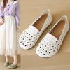 Fashion The 2025 Summer New Hollowed-out Perforated Shoes with Soft Soles, One-foot Casual and Breathable Flat Mother's Single Shoes