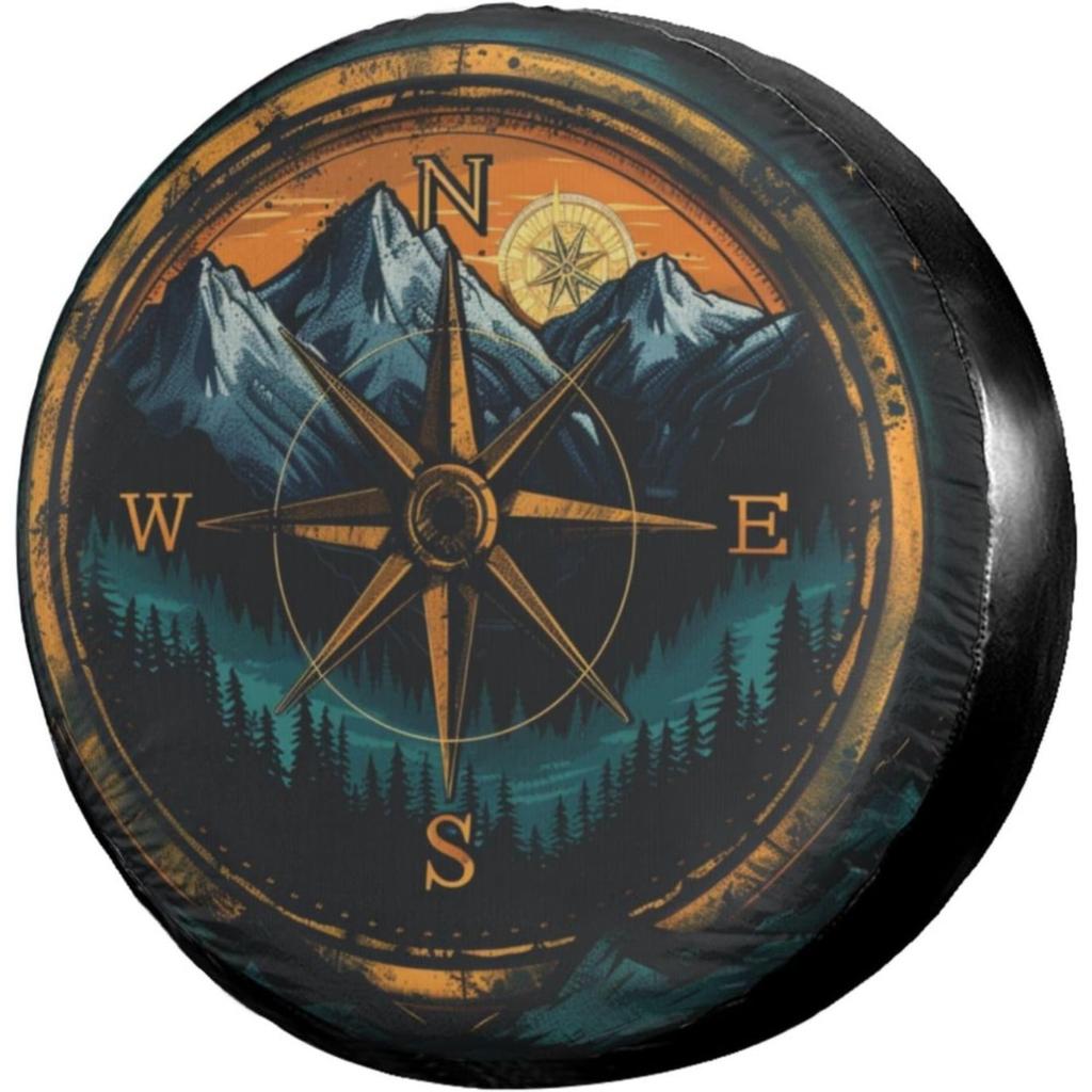 Compass Mountains Spare Tire Cover Waterproof Dustproof Wheel Protector for RV SUV Truck