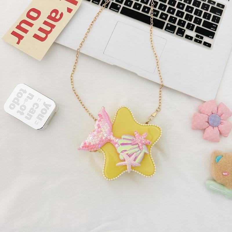 Adorable Cartoon Star Crossbody Bag For Kids Stylish Chain Strap Waterproof Pvc