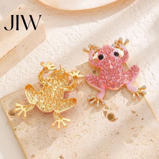 Forest Style Accessories Frog Jewelry for Women, Rhinestone Stud Earrings, Sparkly Cute Earrings Women Animal Brooch Pin, Vintage Boho Summer